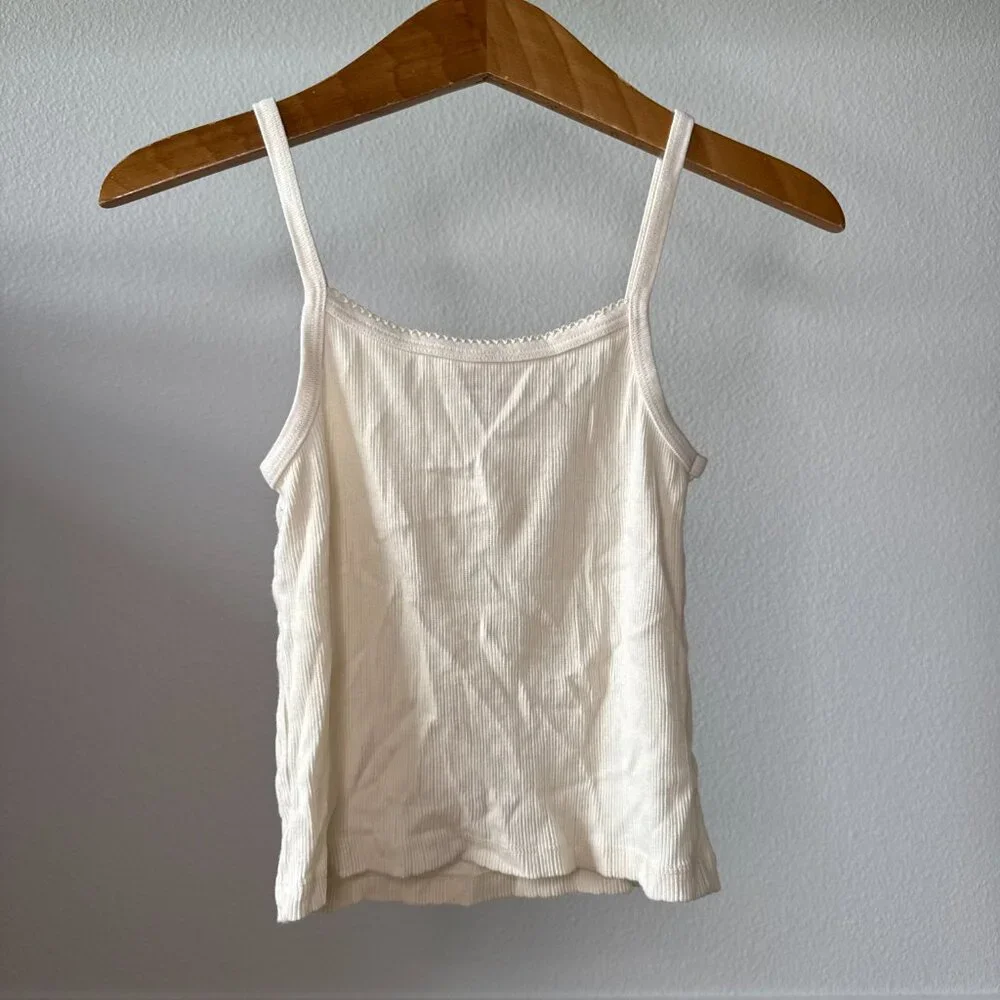 Brandy Melville Ribbed Bow Tank Top • Dainty • EU Made • 100% Cotton • Ivory - Picture 4 of 9
